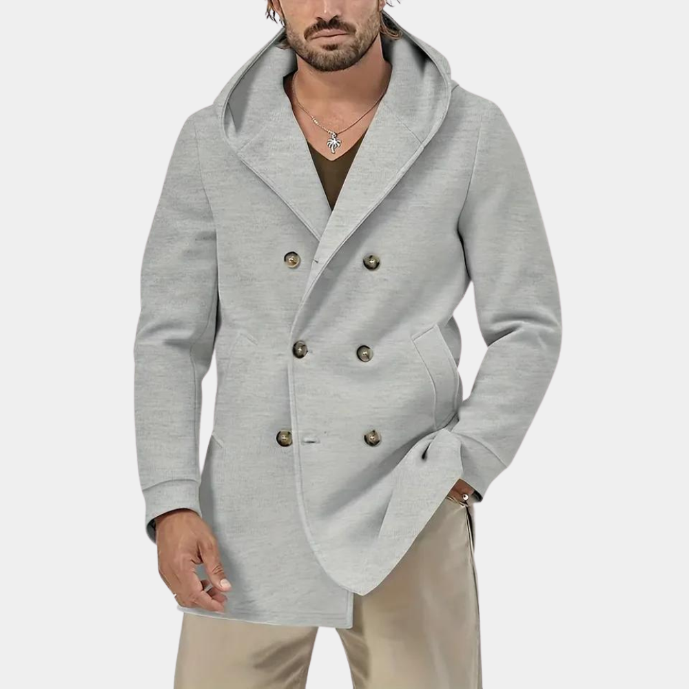 Herren Trenchcoat Elegant Kapuze Lässig