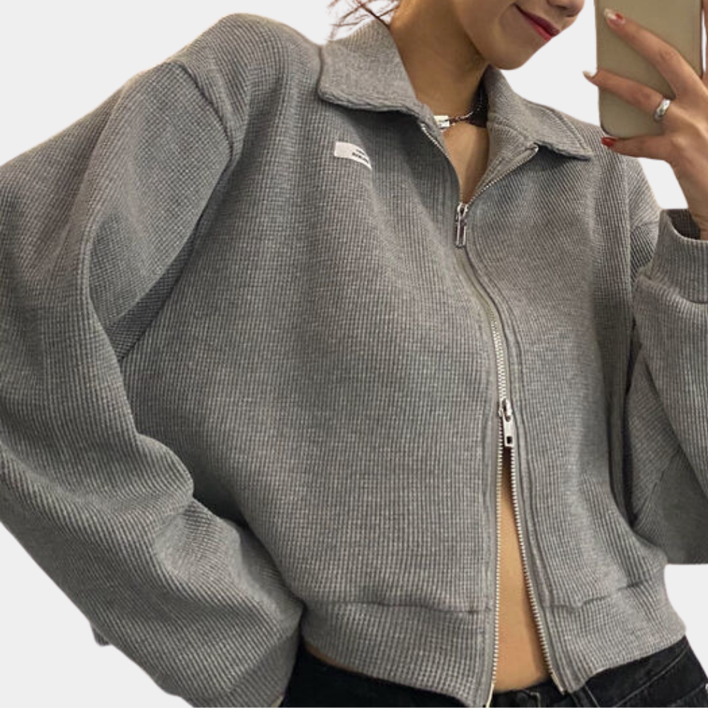 Frauen Herbstjacke Warm Reißverschluss