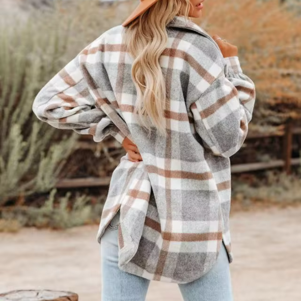 Stilvolle Damenjacke Kariert Warm Herbst - IdealeKleiden