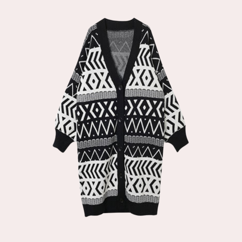 Stylischer Herbstmantel Geometrisches Design Damen