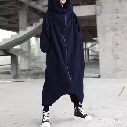 Warmes Winterkleid Lang Damen Kapuze