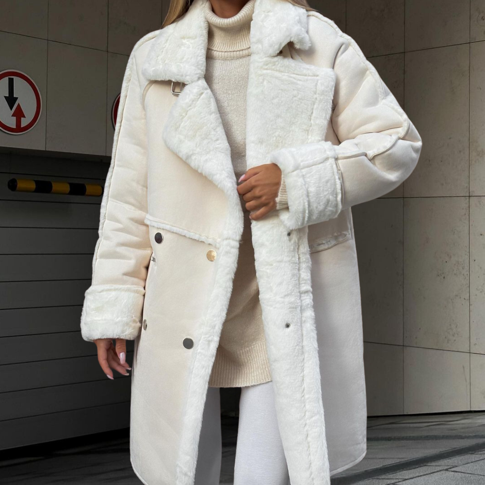 Winter Cardigan Mantel Lang Plüsch Sakkokragen