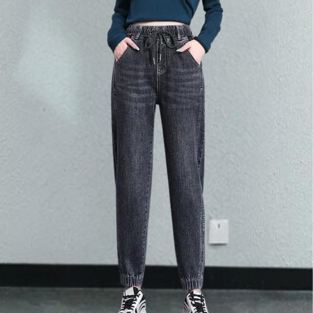 Modische Damenjeans Mit Verstellbarer Kordel