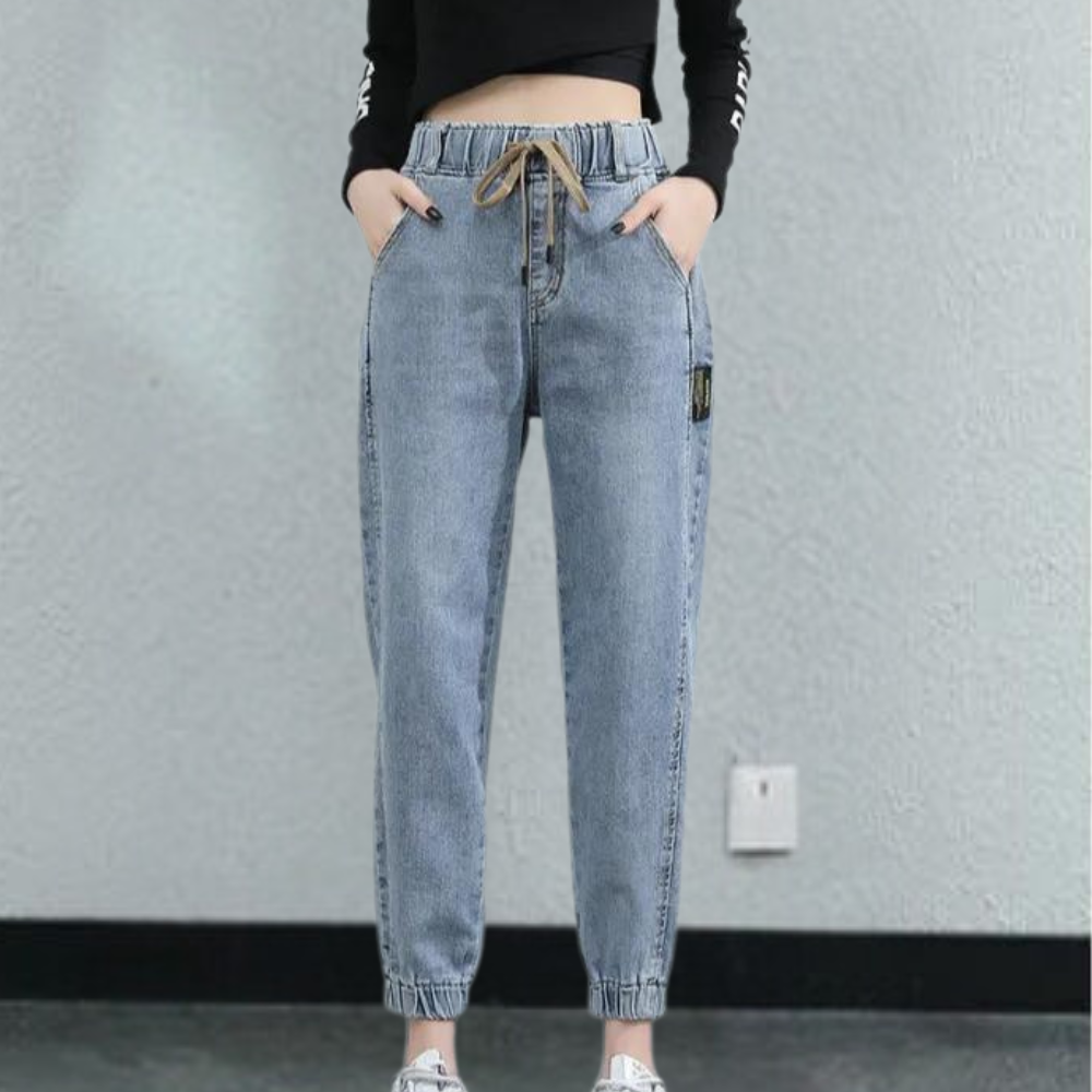 Modische Damenjeans Mit Verstellbarer Kordel - IdealeKleiden