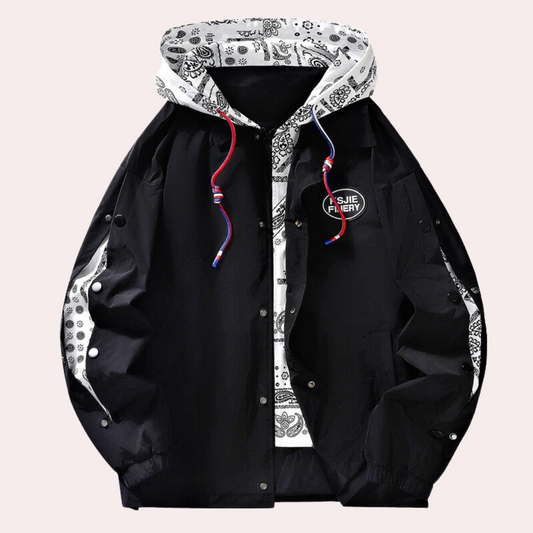 Herrenjacke Mit Kapuze Bedfordruck Sportlich - IdealeKleiden