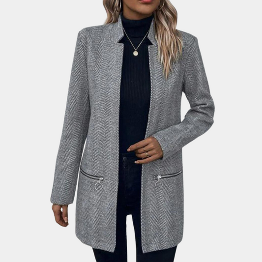Eleganter Damen Wintermantel Grau - IdealeKleiden