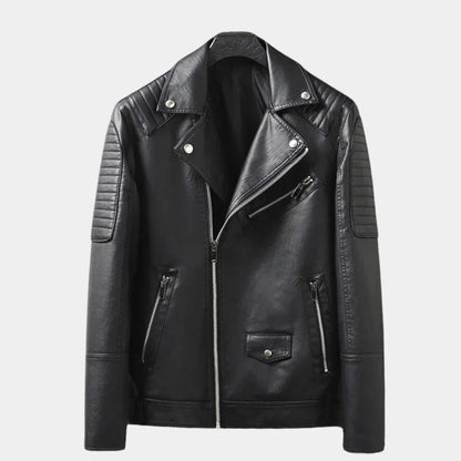 Leder-Bikerjacke Herren Modern Reißverschluss