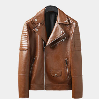 Leder-Bikerjacke Herren Modern Reißverschluss