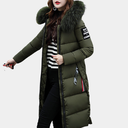 Damen Pufferjacke Kapuze Warm und Stylish