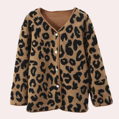 Stylischer Damenmantel Leopardenmuster Herbstmodell