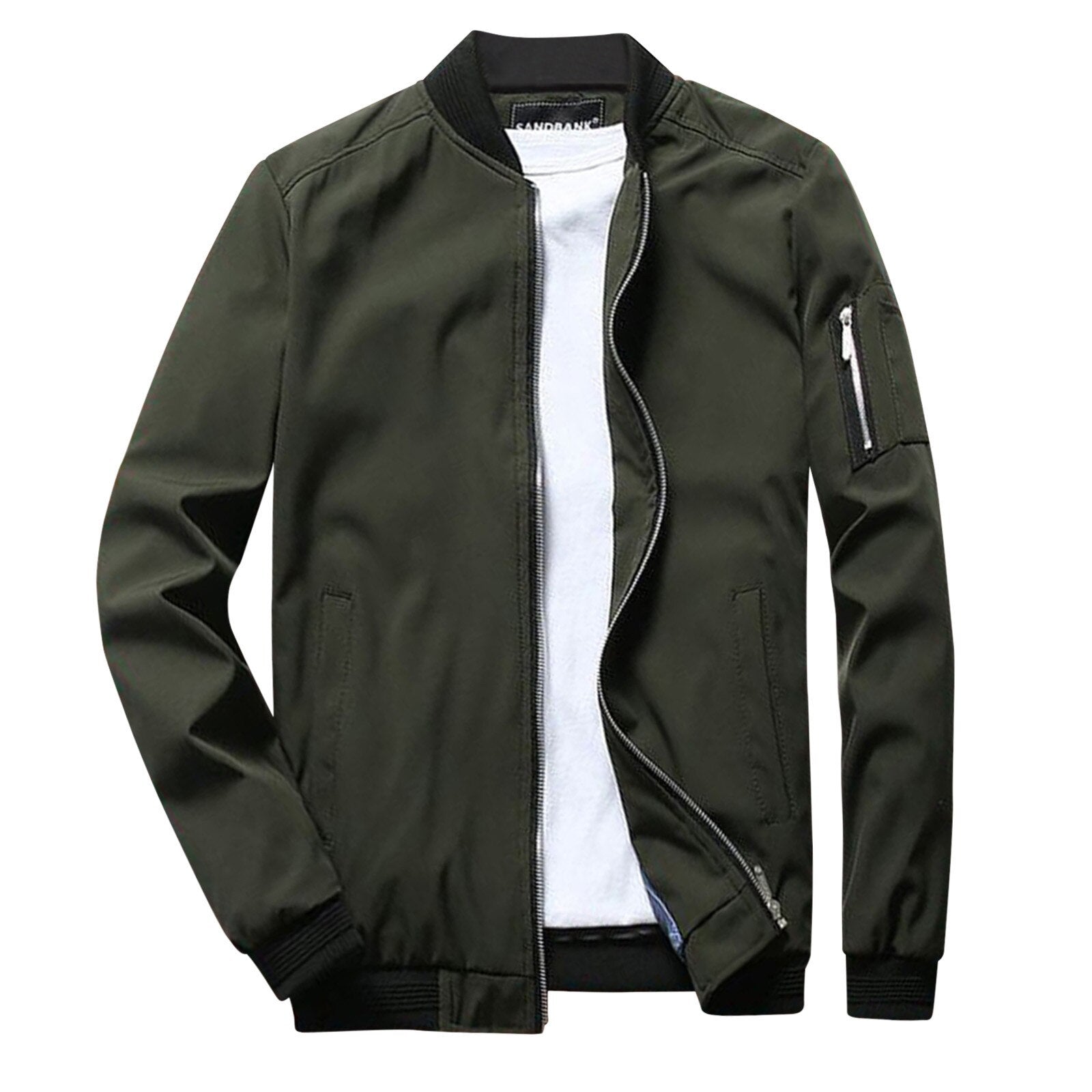 Herren Bomberjacke Modern Rippbesatz Ärmeltasche - IdealeKleiden
