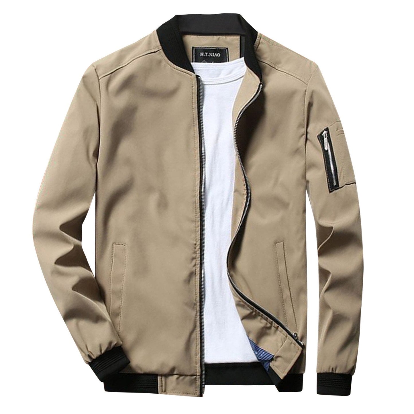 Herren Bomberjacke Modern Rippbesatz Ärmeltasche