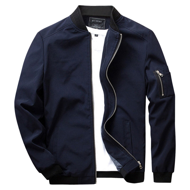 Herren Bomberjacke Modern Rippbesatz Ärmeltasche