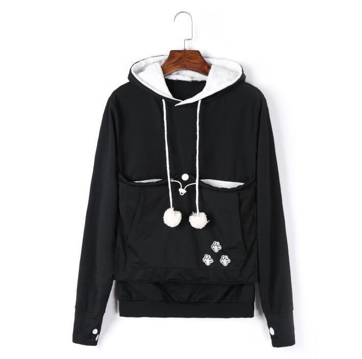 Praktischer Damen Pullover mit Kapuze und Tieretasche