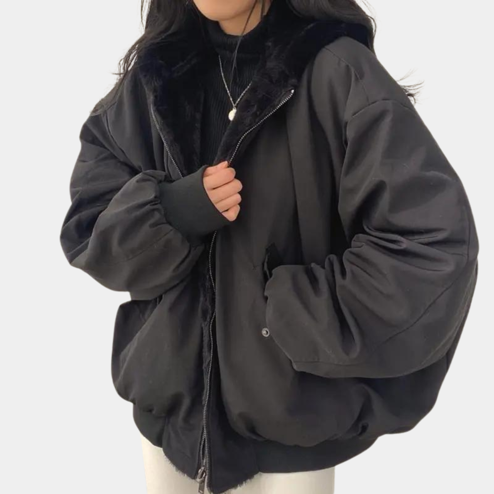 Warme Damen Winterjacke Weich Futter Kapuze