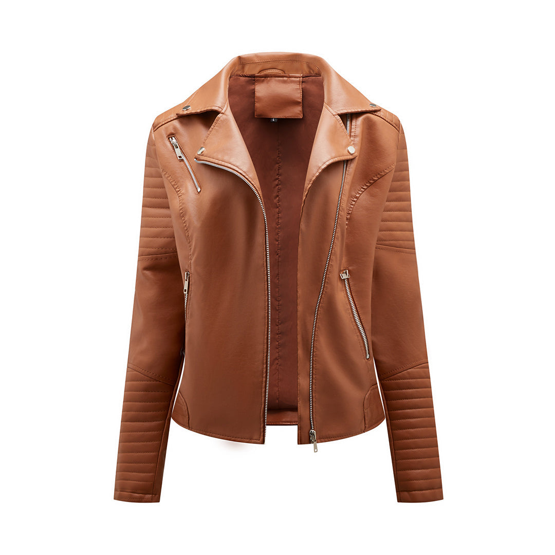 Modische Lederjacke Herbst Trend