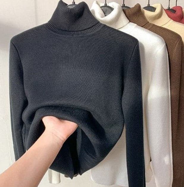 Wollpullover Damen Slim Fit Turtleneck