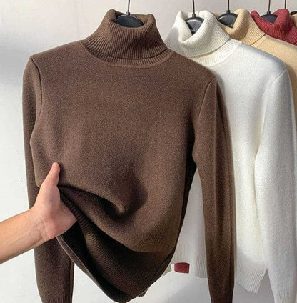 Wollpullover Damen Slim Fit Turtleneck