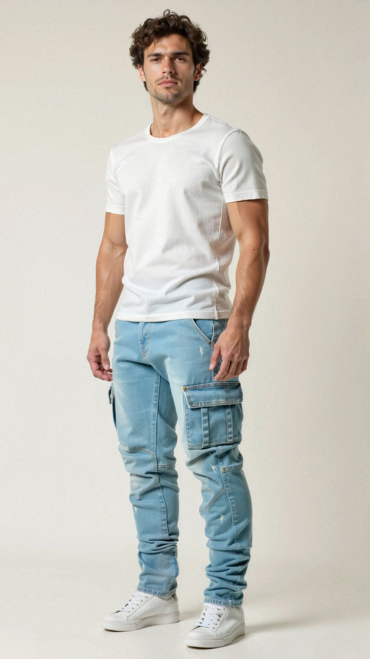 Dehnende Herren Skinny-Jeans mit Taschen - IdealeKleiden