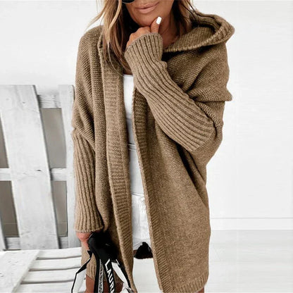 Große Strickjacke Oversized Kapuze Weich Wolle