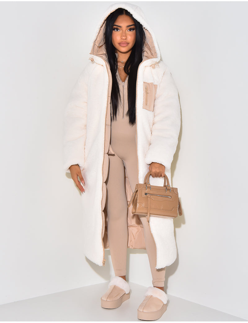 Elegante Damenwinterjacke Lang mit Kapuze