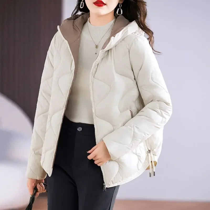 Damen Steppjacke Warm Kapuze Reißverschluss