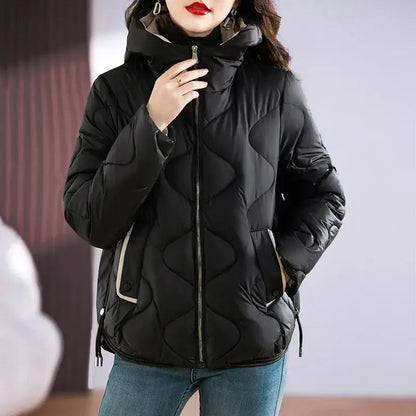 Damen Steppjacke Warm Kapuze Reißverschluss
