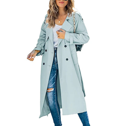 Eleganter Damen Trenchcoat Lang Moderne Frauenmode