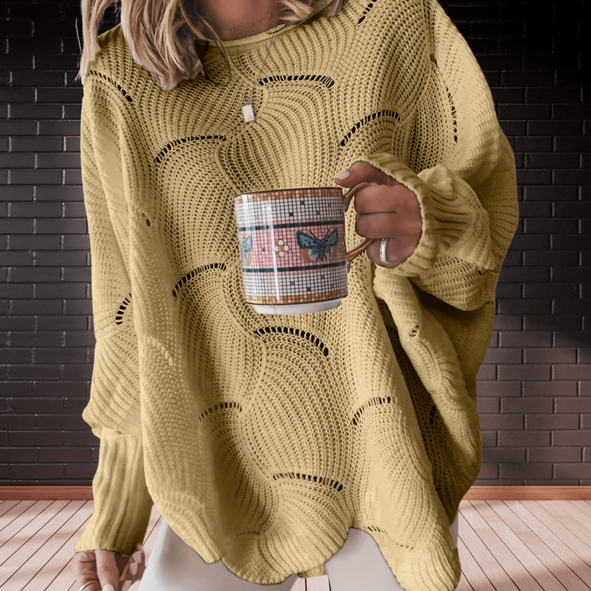 Damen Herbst-Pullover Gerippt Asymmetrisch