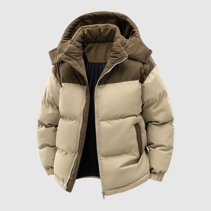 Herren Pufferjacke Relaxed Fit Kapuze Reißverschluss
