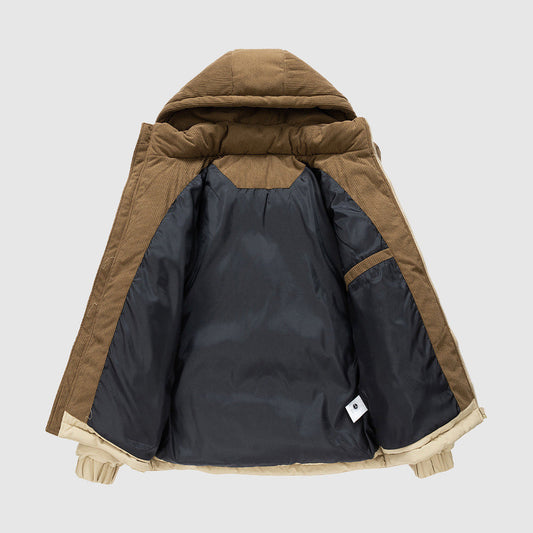 Herren Pufferjacke Relaxed Fit Kapuze Reißverschluss - IdealeKleiden