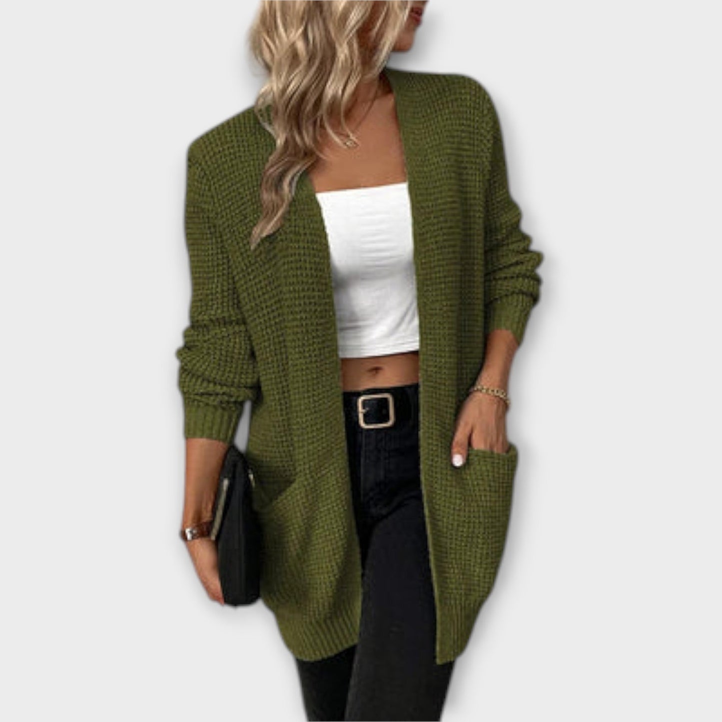 Damen Cardigan Langärmlig mit Taschen Bequem