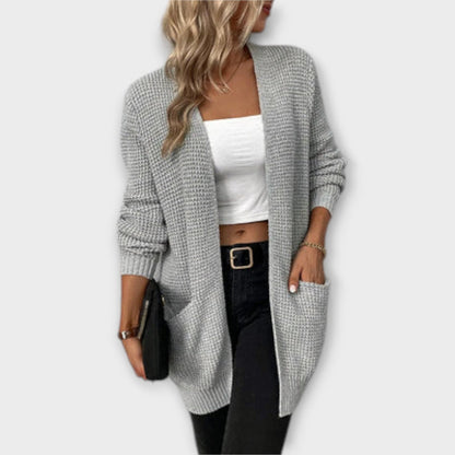 Damen Cardigan Langärmlig mit Taschen Bequem