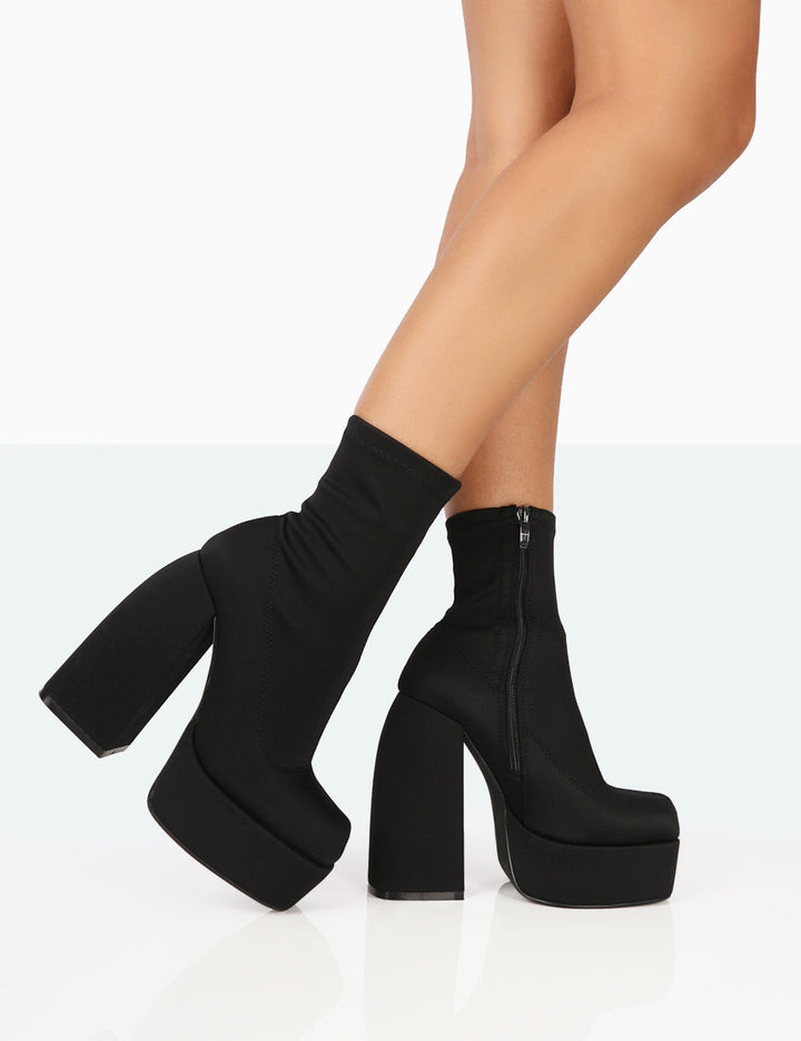 Schicke Stiefeletten Schwarz Nylon - IdealeKleiden