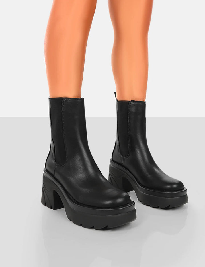 Schwarze Stiefelette aus Nylon Elegant - IdealeKleiden