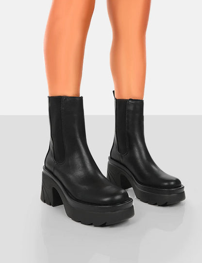 Schwarze Stiefelette aus Nylon Elegant - IdealeKleiden