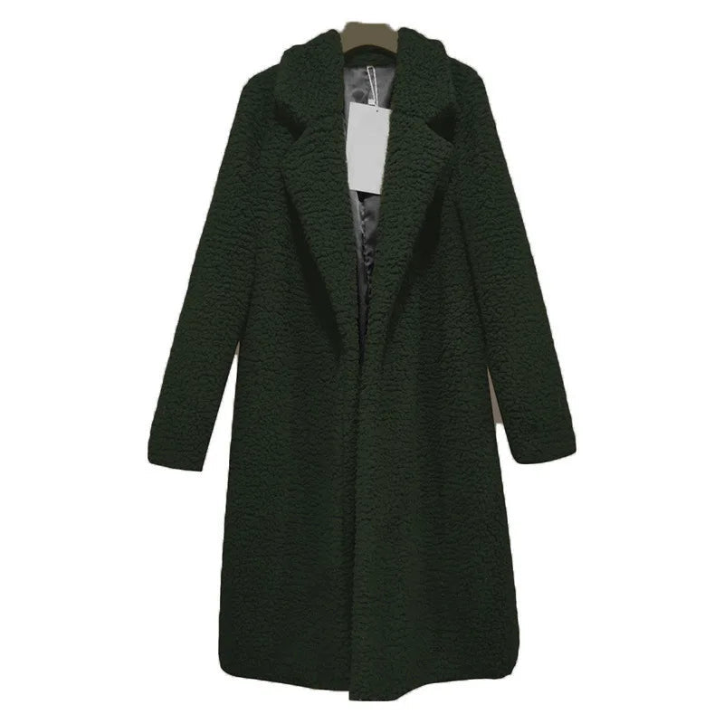 Winter Teddy Mantel Damen Kapuze Lang