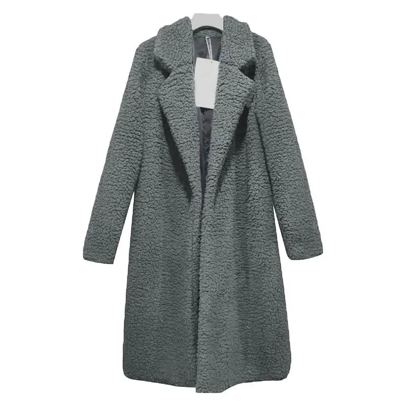 Winter Teddy Mantel Damen Kapuze Lang