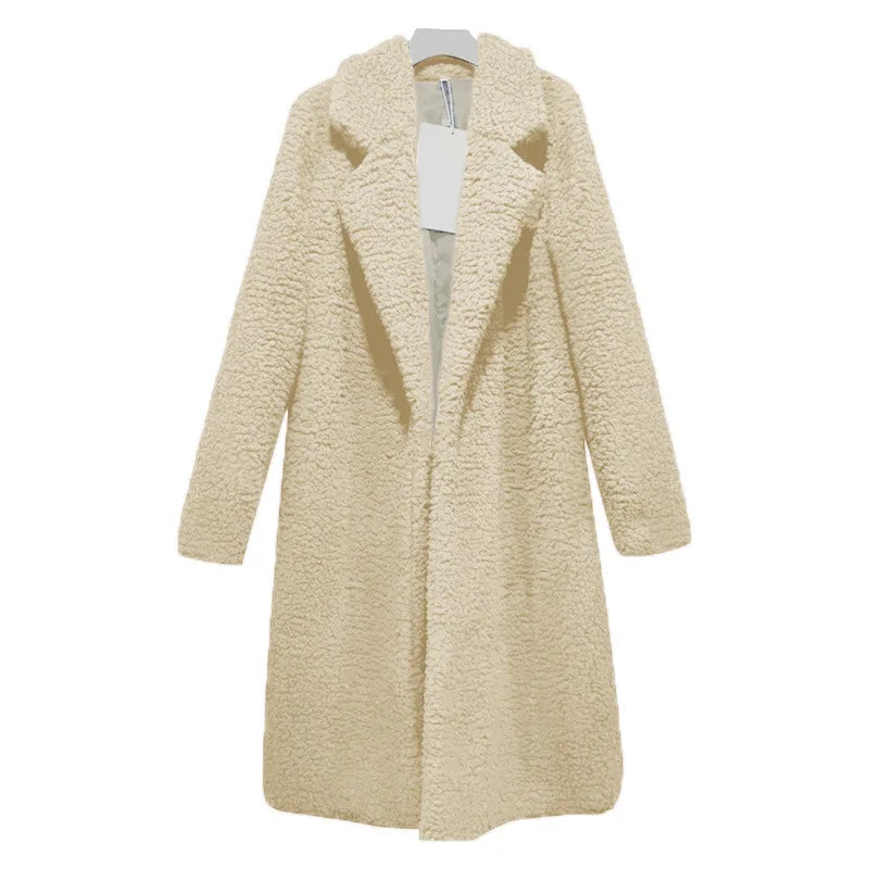 Winter Teddy Mantel Damen Kapuze Lang
