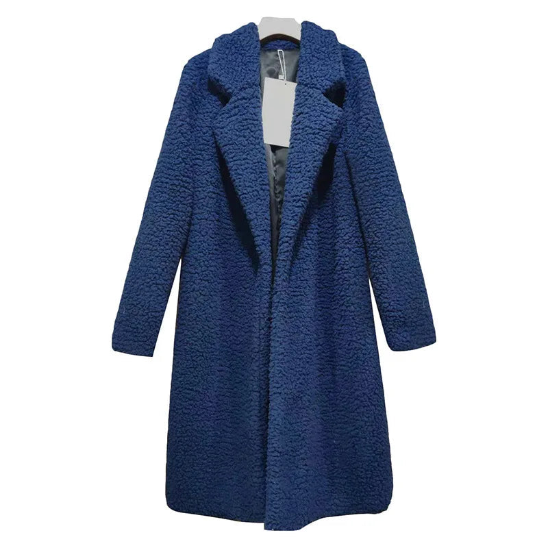 Winter Teddy Mantel Damen Kapuze Lang