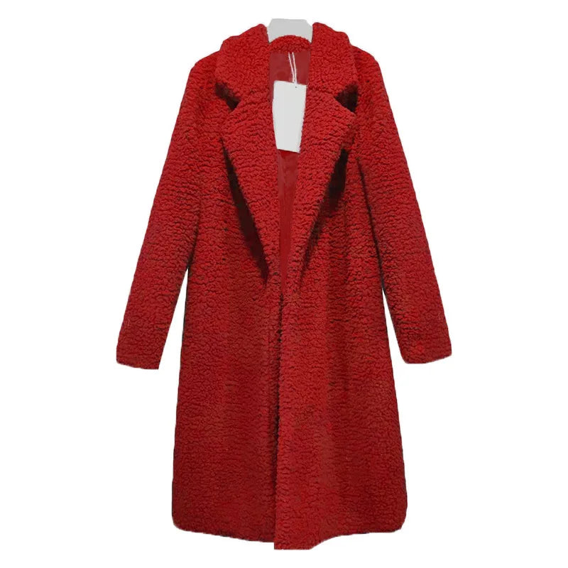 Winter Teddy Mantel Damen Kapuze Lang