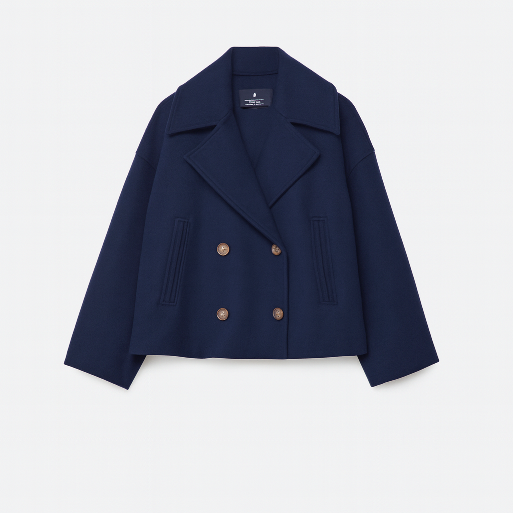 Damen Kurzmantel Elegant Doppelknopf Design