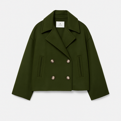 Damen Kurzmantel Elegant Doppelknopf Design