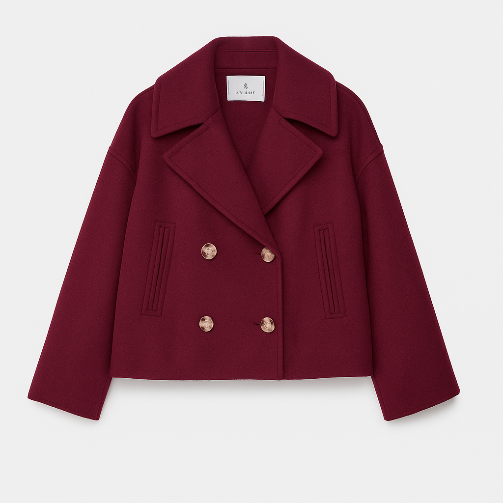 Damen Kurzmantel Elegant Doppelknopf Design