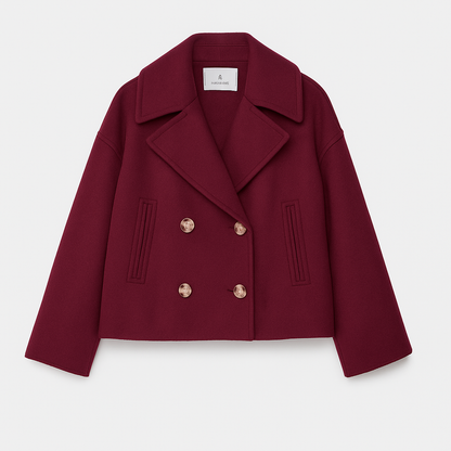 Damen Kurzmantel Elegant Doppelknopf Design