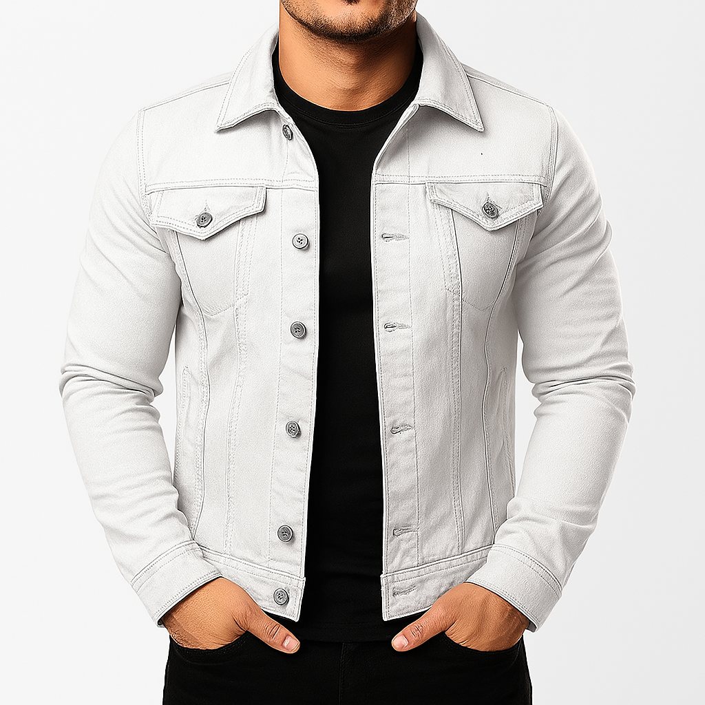 Stylische Herren Jeansjacke Einfarbig