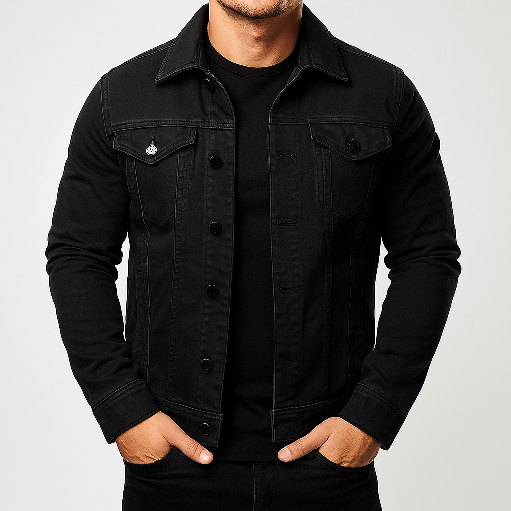 Stylische Herren Jeansjacke Einfarbig