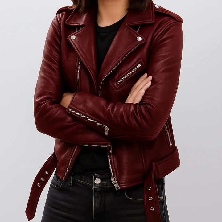 Schmale Lederjacke Damen Biker Style