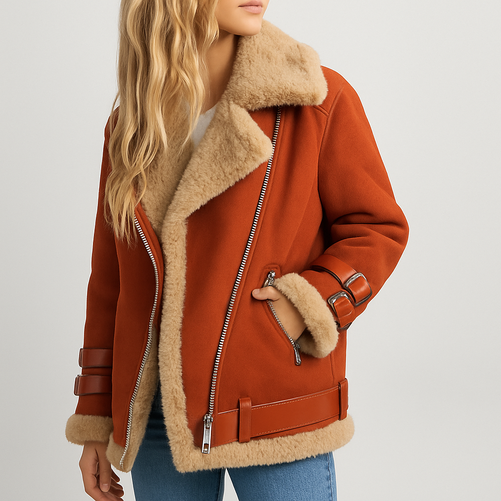 Aviator-Mantel Elegant Leder
