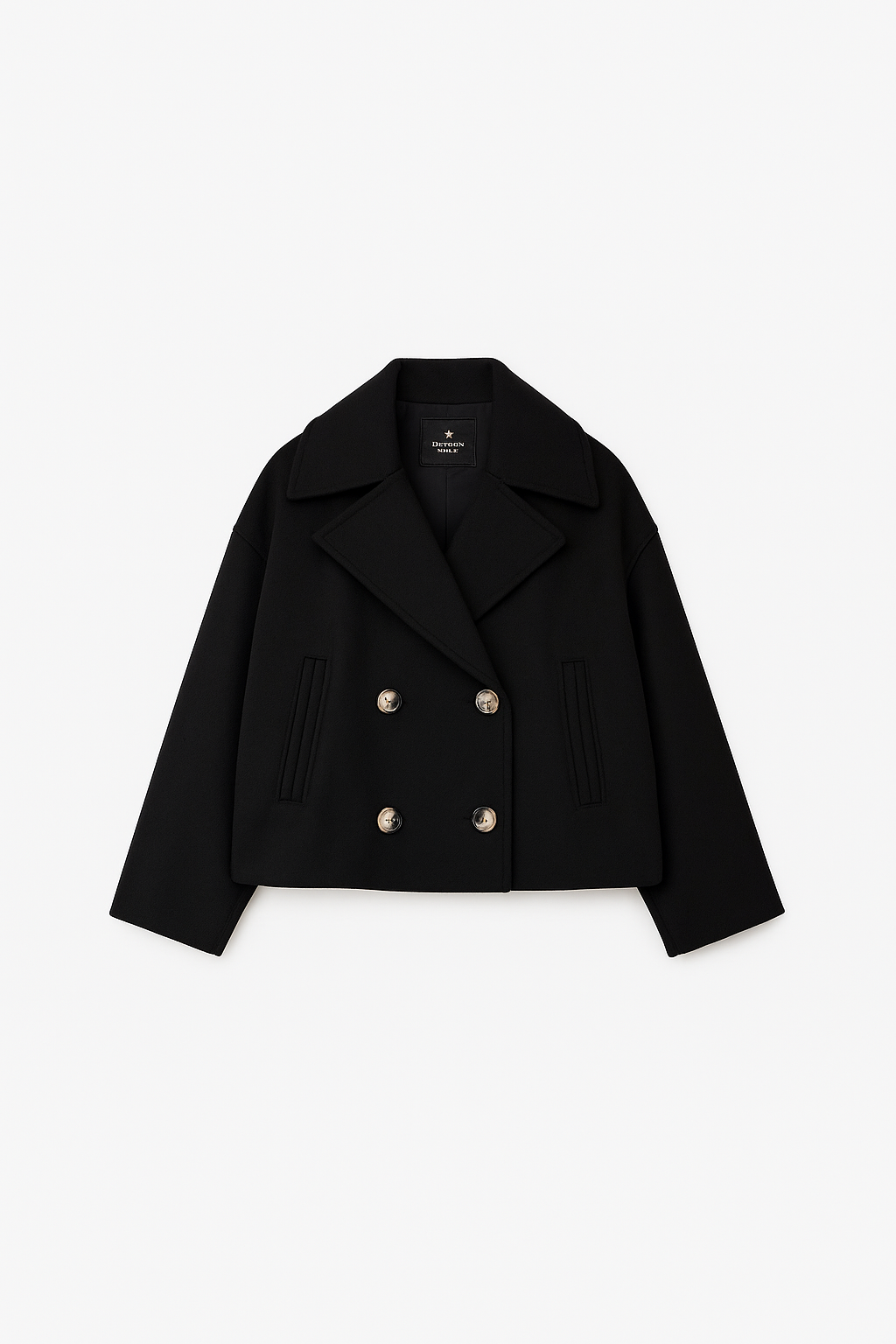Damen Kurzmantel Elegant Doppelknopf Design